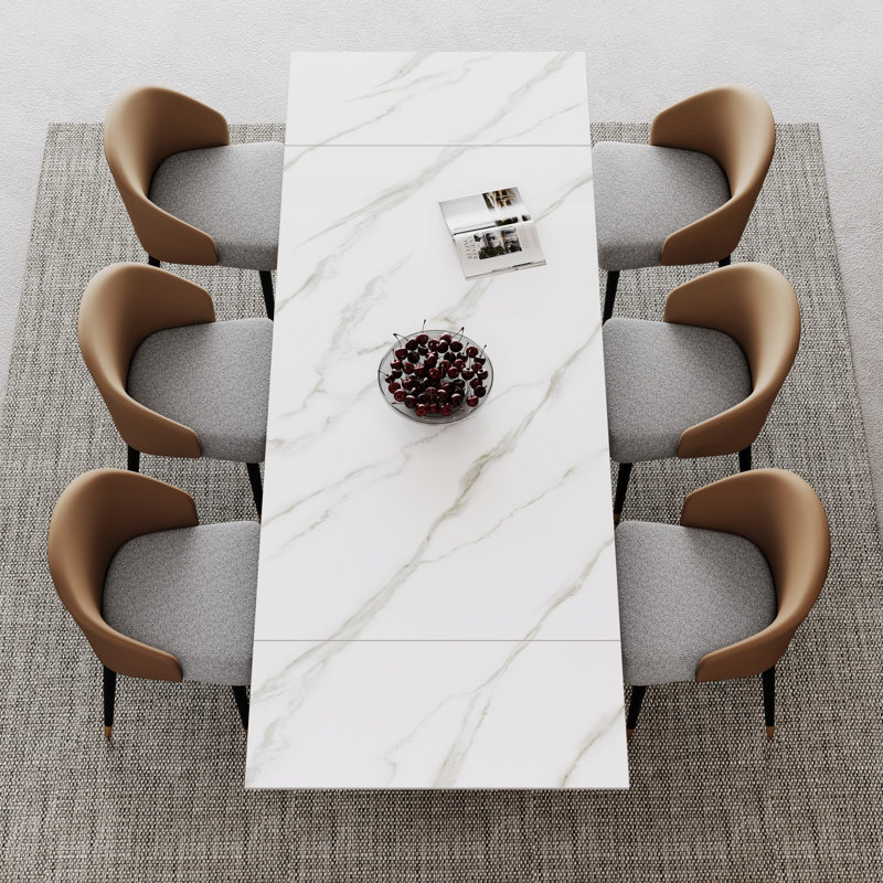 Andrik 9 - Piece Dining Set with 94.5'' Extendable Sintered Stone Table and 8 Dining Chairs for 8-10