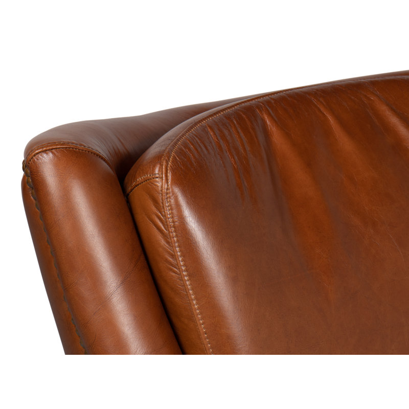 Baker Swivel Club Chair, Dark Brown Genuine Leather