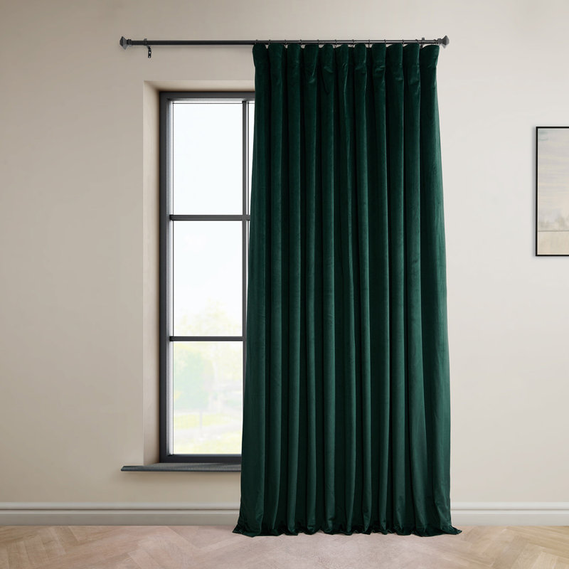 Loria Plush Velvet 100% Blackout Curtains For Bedroom, Living Room - Single Panel, 50" W x 96" L, Spirit Green
