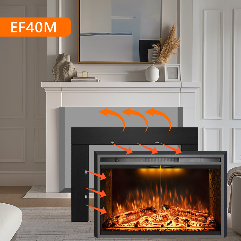Aadila Electric Fireplace Insert with Trim Kit, 32.11" H x 51.10" W x 8.80" D