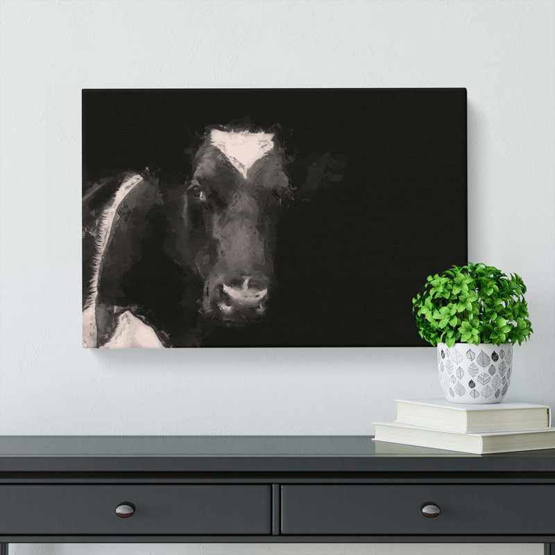 Peering Cow In Abstract - Wrapped Canvas, 35cm H x 50cm W x 3cm D