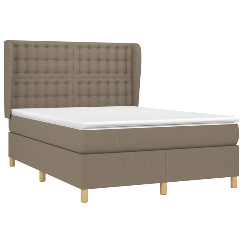 Liang Upholstered Bed, Taupe, Double (140 x 190 cm)