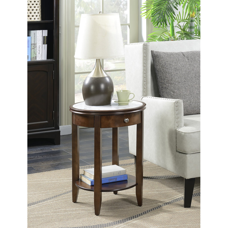 Carbin End Table with Storage, White/Espresso