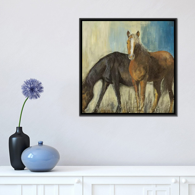 « cheval ii », impression sur toile, H 18 po x l 18 po x P 1,5 po, Toile avec cadre noir, Pas de tapis