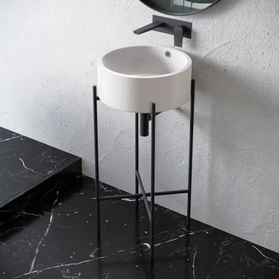 Monaco 16.5" Round Console Sink, White Basin