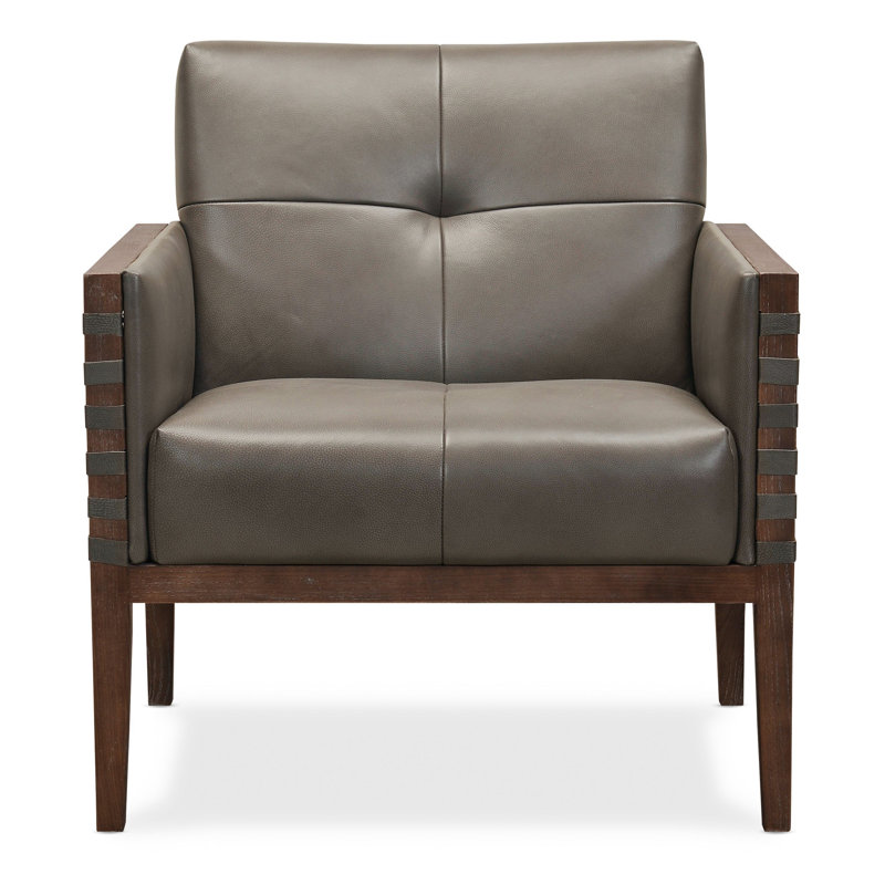 Calliope 31" Side Chair, Gray Genuine Leather