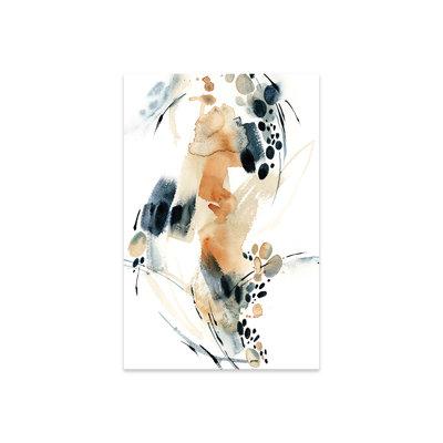 Abstrait en bleu et terre cuite IV, reproduction sur verre acrylique