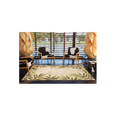 Tapis vert tissé à motif de feuilles vertes