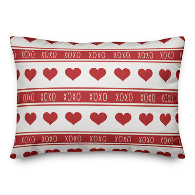 XOXO Heart Stripes Throw Pillow