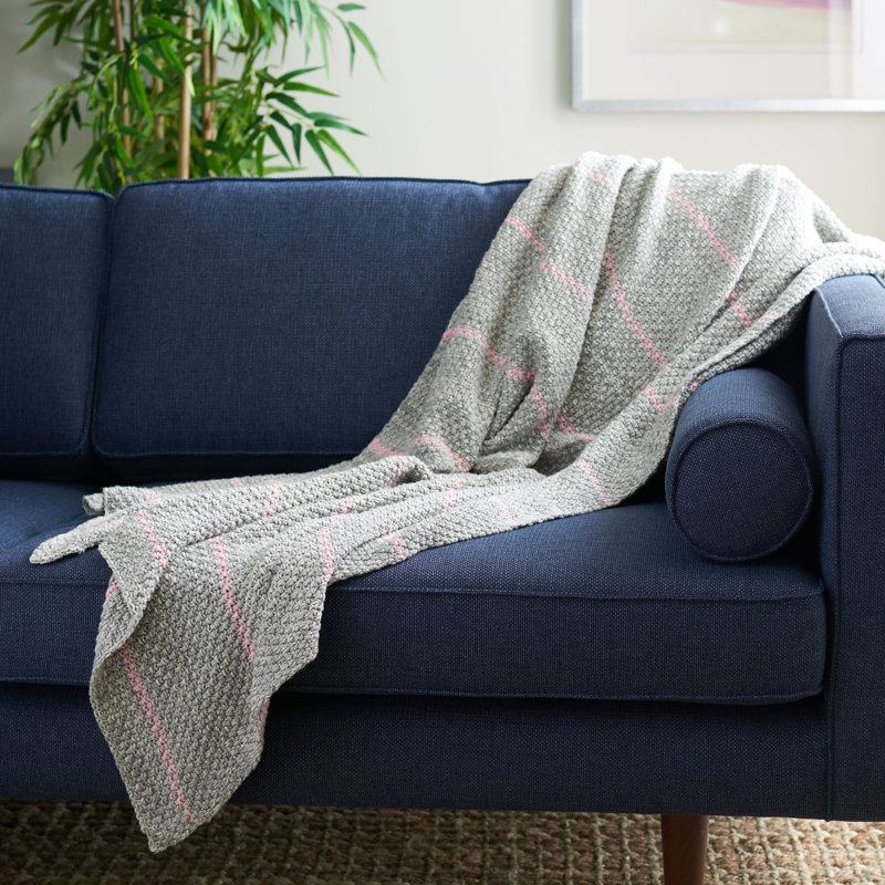 Cassian 24" Pink and Grey Knitted Cotton Throw Blanket