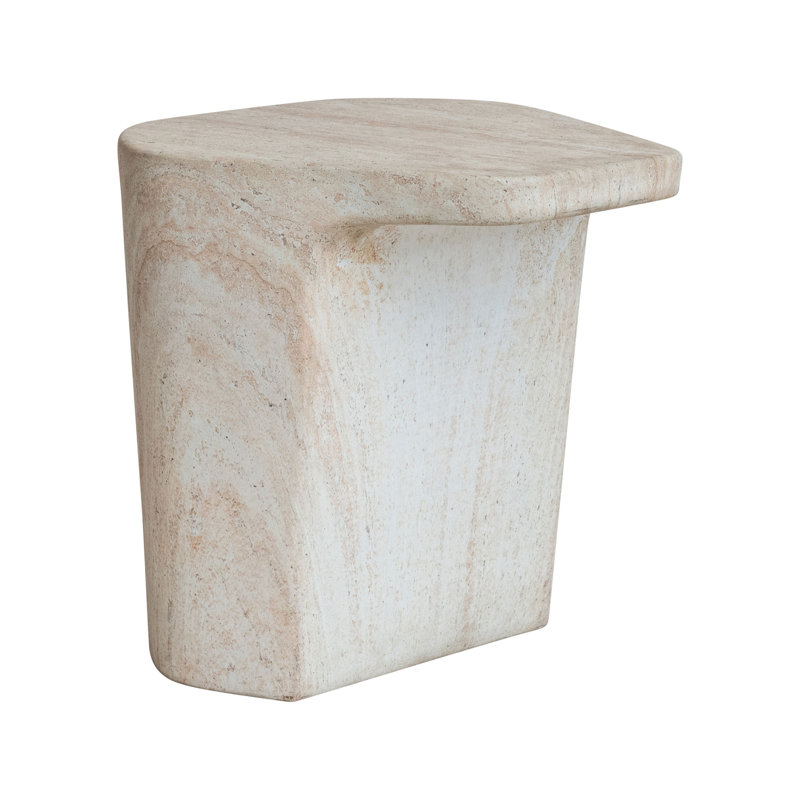 Table intérieure / extérieure en pierre écologique légère, finition travertin