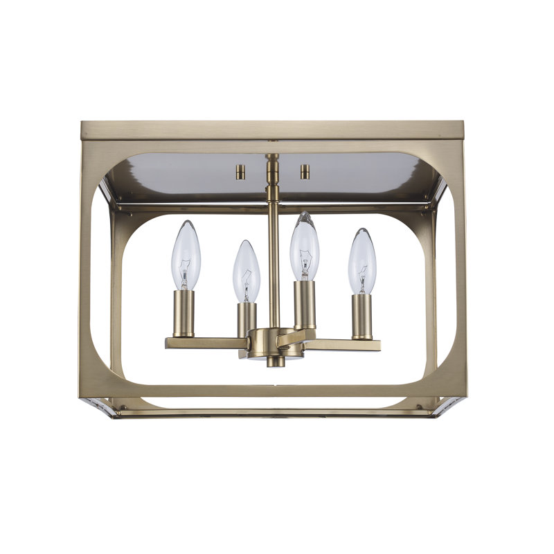 Antique Gold Metal Cage Flush Mount Ceiling Light