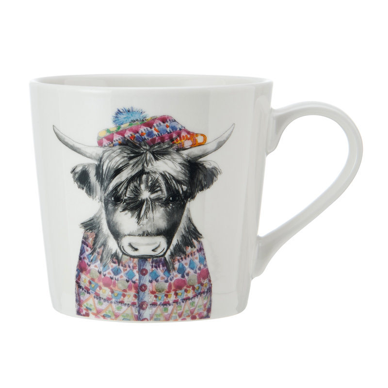 Mikasa x Tipperleyhill Highland Cow Print Fine China Mug, 380ml