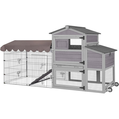 Mobile Chicken Coop 79"" Large All-Steel Frame Hen House Poultry Cage with Metal Run,Waterproof Rain Cover -  Tucker Murphy Pet™, 53AF6855E59146F5800F3991563E4441