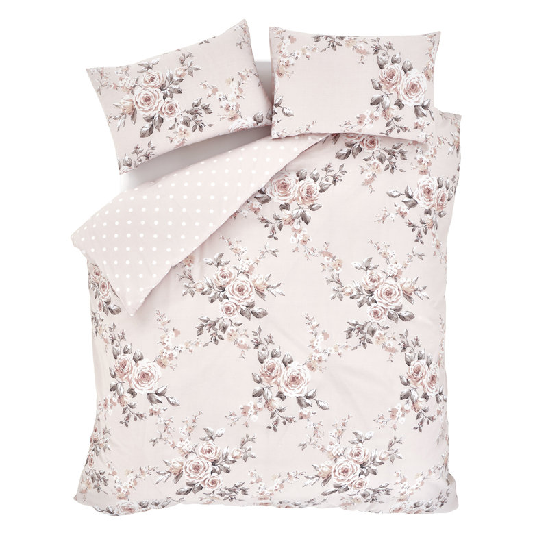 Canterbury Polycotton Duvet Cover Set, 155 x 220cm Duvet Cover + 1 Pillowcase (80 x 80cm), Blush