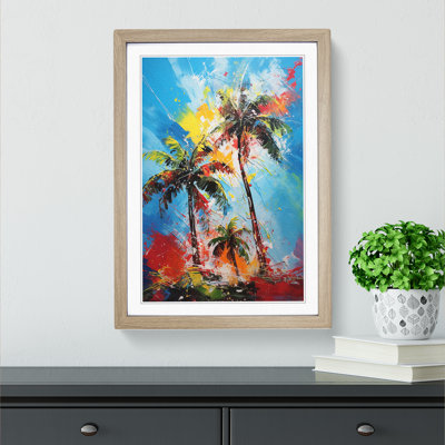 Palm Tree Expressionism - Single Picture Frame Print on Wood