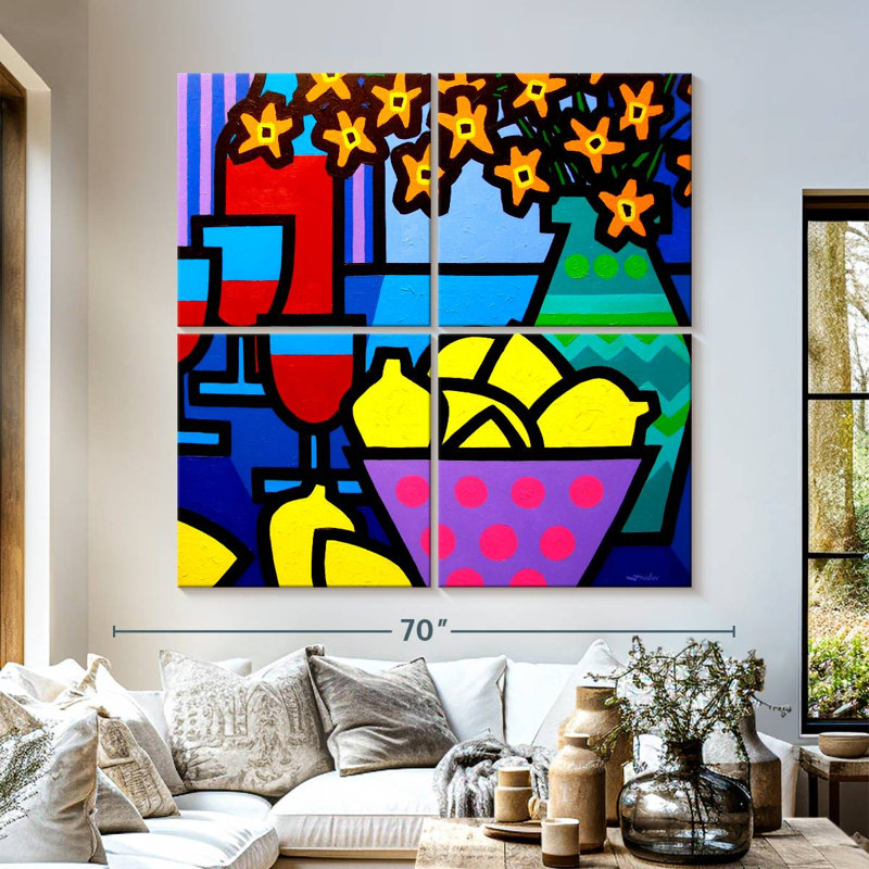 Yarlin Wine Lemons And Flowers, 57" H x 57" W
