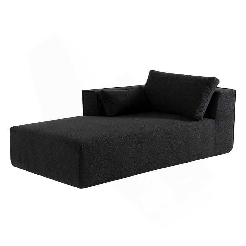 Canapé modulaire Boneless avec table d'appoint en L pour salon, Bouclé noir