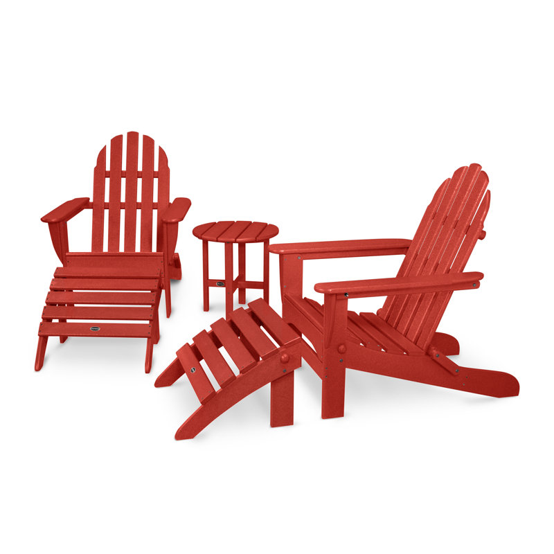 POLYWOOD Classic Adirondack 5-Piece Casual Set, Sunset Red