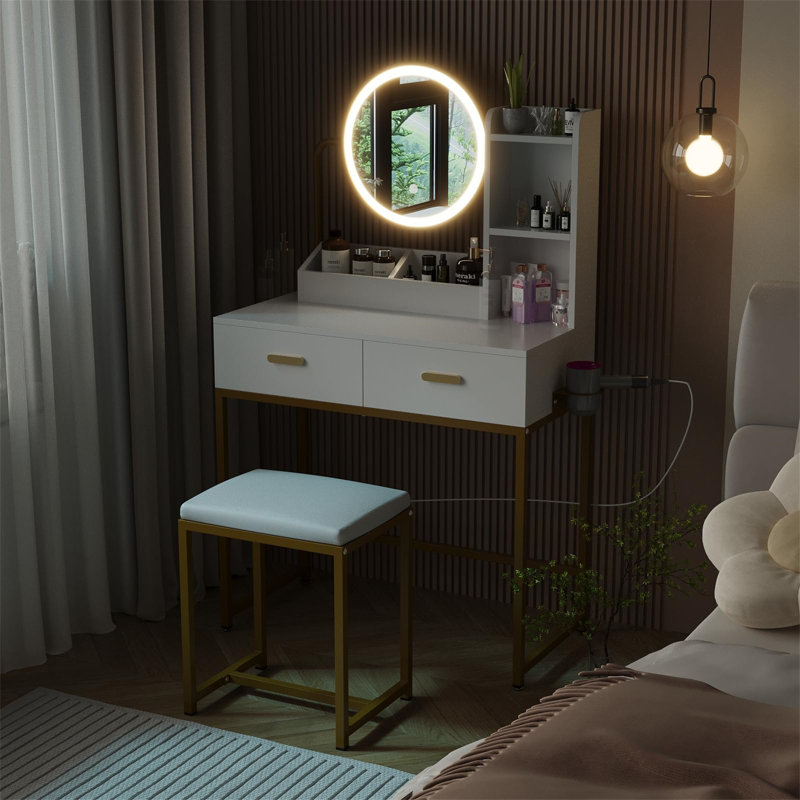 Dressing Table, White/Brown