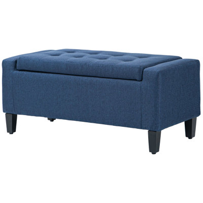 Storage Ottoman, Linen Upholstered Storage Bench With Lift Top And Button Tufted For Living Room by Red Barrel Studio