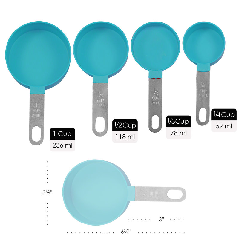 Ensemble de 4 tasses à mesurer, Turquoise