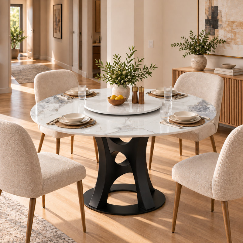 with Iron Base Dining Table