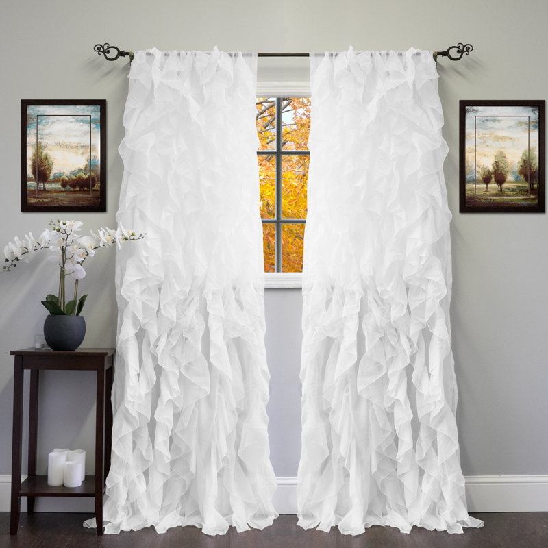 Fulda Semi Sheer Curtain Single Panel, White, 50" W x 108" L