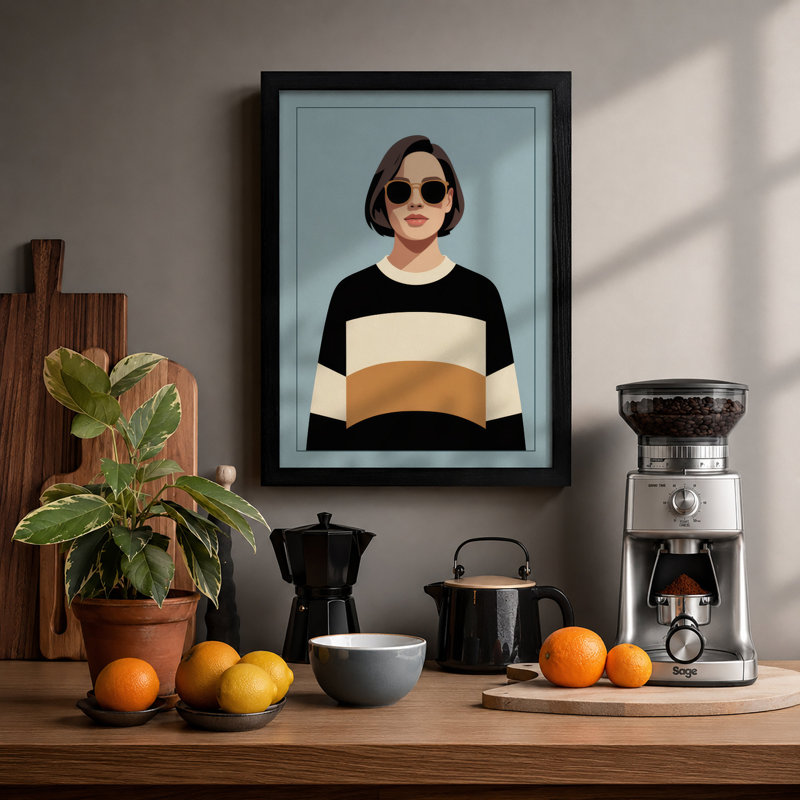 Sunglasses Portrait Modern - Framed Print, Black, A3 - 42.0 x 29.7 cm