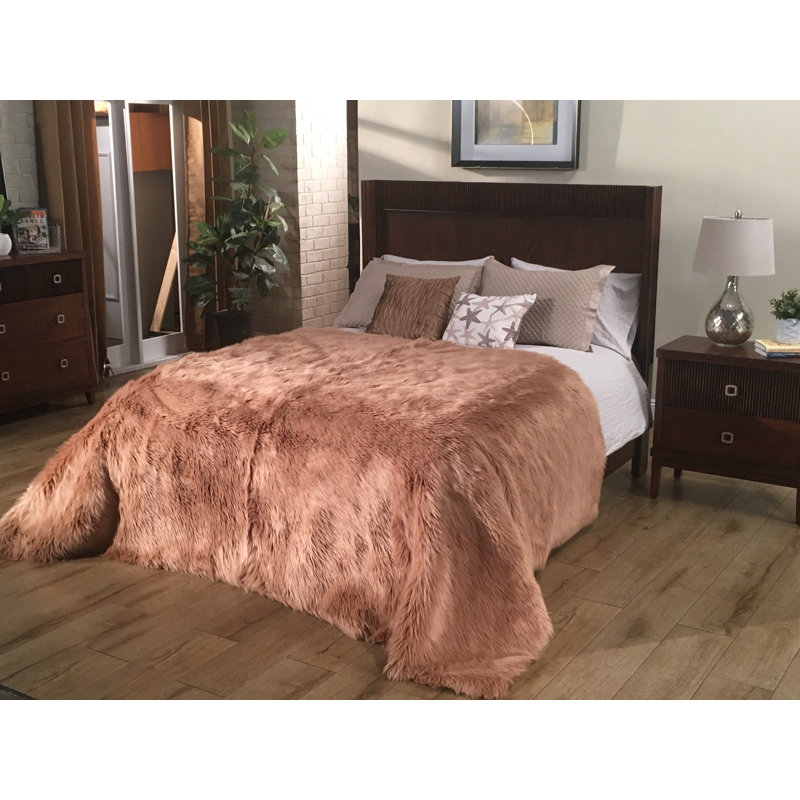 Machine Woven Coverlet, Queen Bedspread, Camel