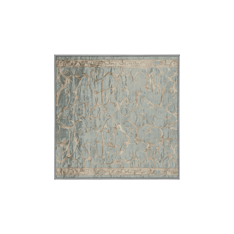 Machine Washable Gray Area Rug, Square 4'