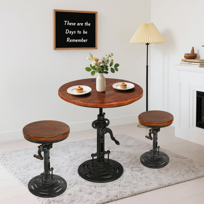 Julyana Solid Wood Top End Table, Brown/Silver