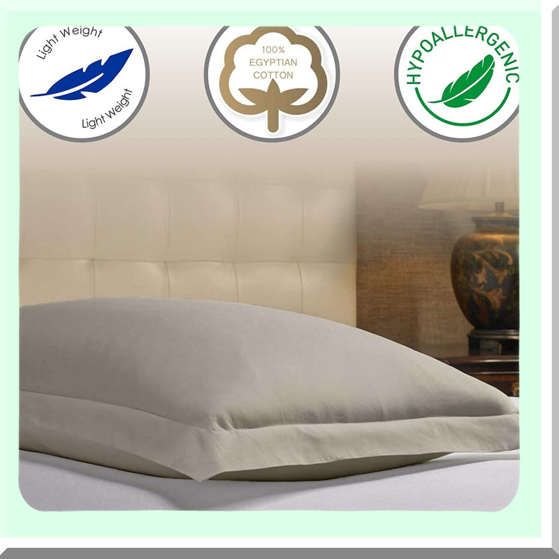Luxury Silver Cotton Pillow Shams - Set of 2 | Hypoallergenic 500-Thread Count Decorative Poplin Pillow Covers | Queen Size 20'' x 30'' | Elegant Tailored Design