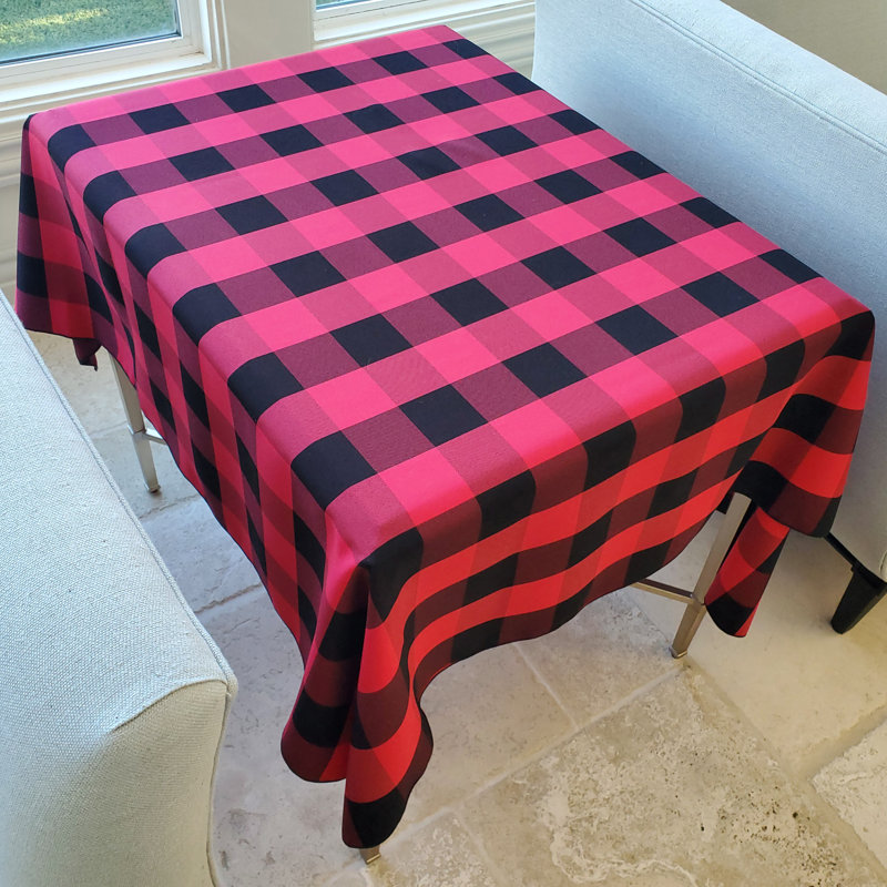 Cohdi Gingham Tablecloth, Black/Red, 102" x 58"