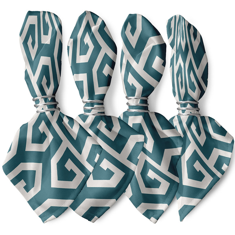 Polyester Geometric Square Napkin, 18" W x 18" L, Teal