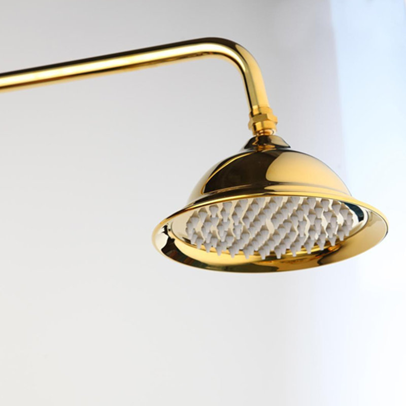 Reno 8 Inch Round Brass Copper Titanium Gold Rain Shower Head, Titanium Gold
