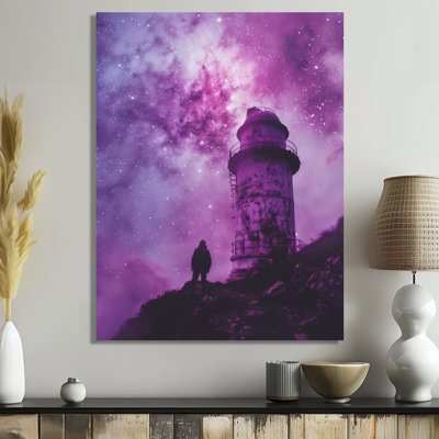 Purple Space Exploration Observatory Starlight II - Observatories Wall Art Print