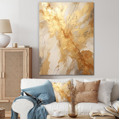Beige And Gold Marble Lightning - Abstract Wall Art Prints