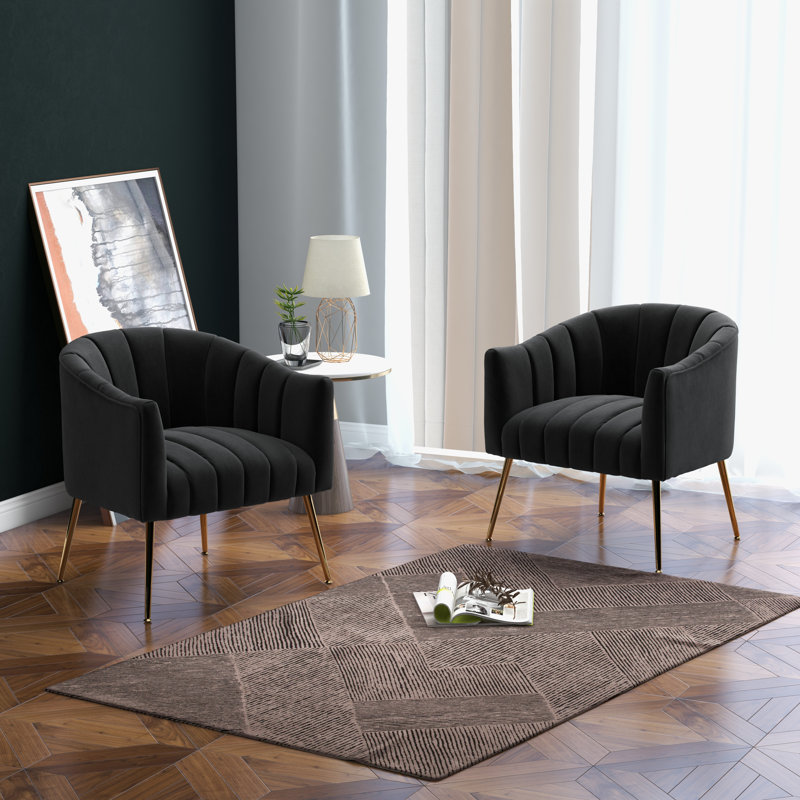 Murrow Velvet Accent Chair, Black Velvet, 2
