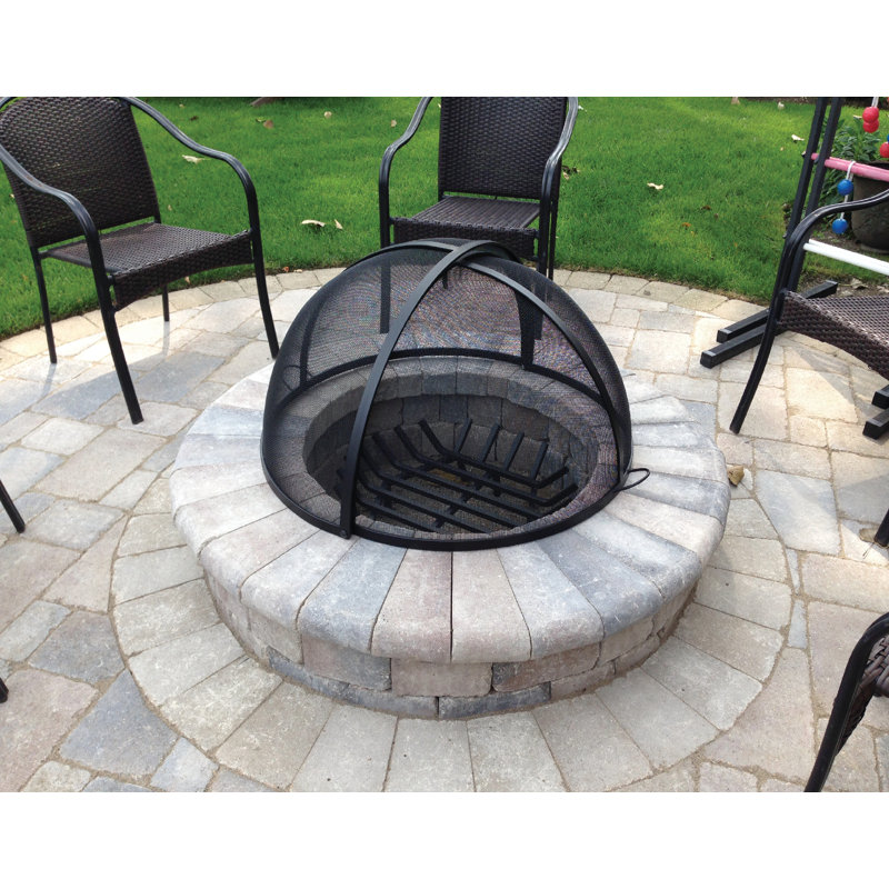 Round Stainless Steel Spark Screen, 22" H x 44" W x 44" D