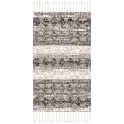 Tapis en laine / coton tissé à la main Natura en noir / ivoire