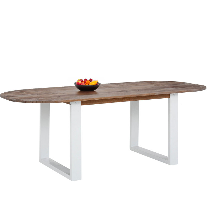 Clintonpark Pine Solid Wood Top Metal Base Dining Table, 76cm H x 220cm L x 100cm W