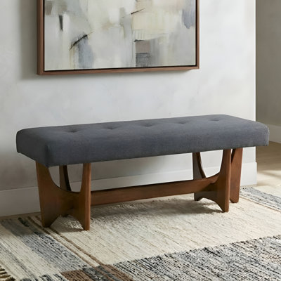 Upholstered Entryway Bench With Tufted Button Seat And Solid Wood Legs, Modern End Of Bed Bench For Living Room/Bedroom/Hallway