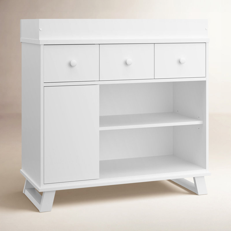 Storkcraft Modern 2 Drawer Dresser with Removable Changing Topper, White
