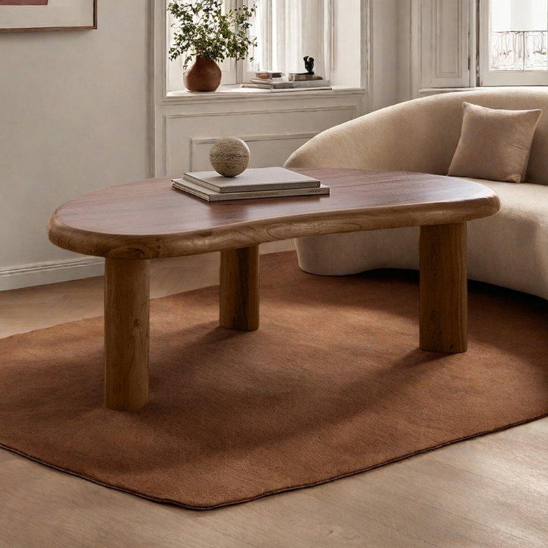 Table basse en bois massif Wabi-sabi, H 15,74 po x l 55,11 po x P 23,62 po