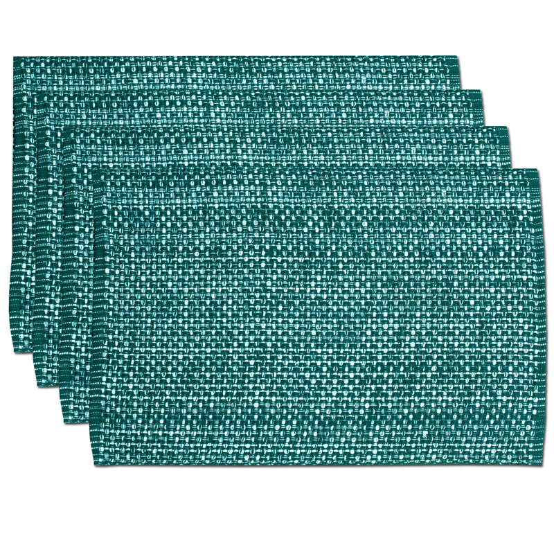 Ensemble de 4 napperons tissés deux tons 13 x 19 100% coton, Turquoise