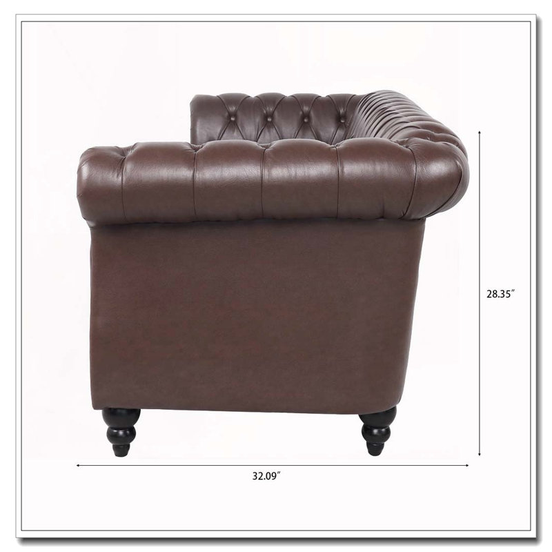 Canapé Chesterfield 84,65 po, Dark Brown