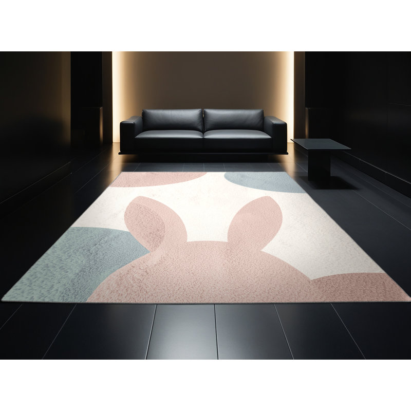 Soft Plush Fellman Easter Modern & Contemporary Abstract Area Rug in Gray – Gray Binding, 5x8