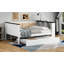 Lit de jour pleine grandeur en bois avec tablettes de rangement, dossier rembourré, USB et lit gigogne, blanc-1396984853