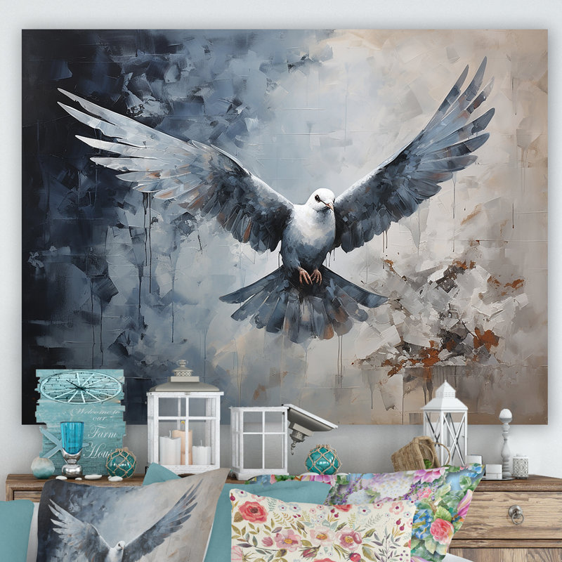 Minimalisme bleu colombe I sur toile, H 24 po x l 32 po x P 1 po, Toile tendue